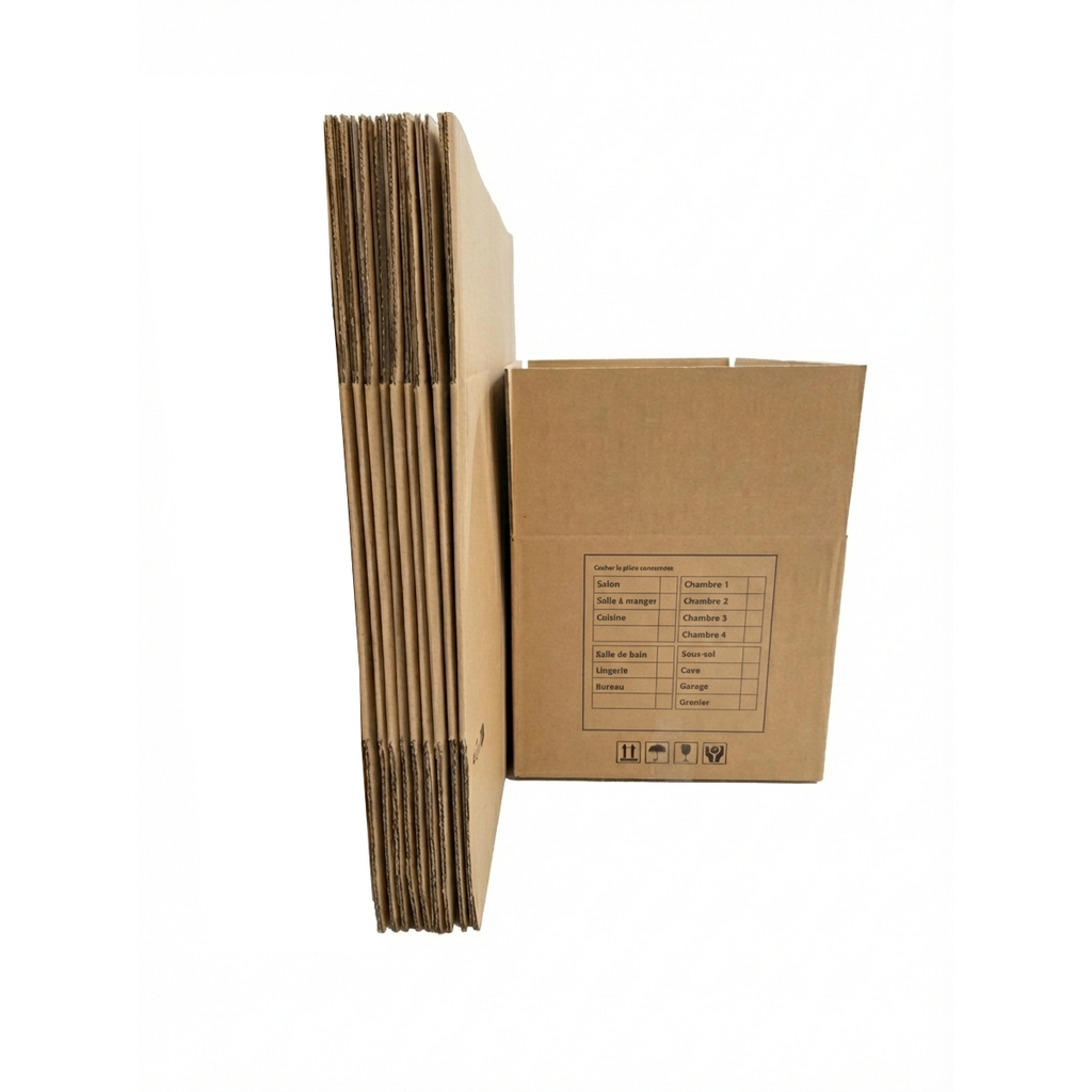 Lot de 10 Cartons de Déménagement format 55x35x28cm