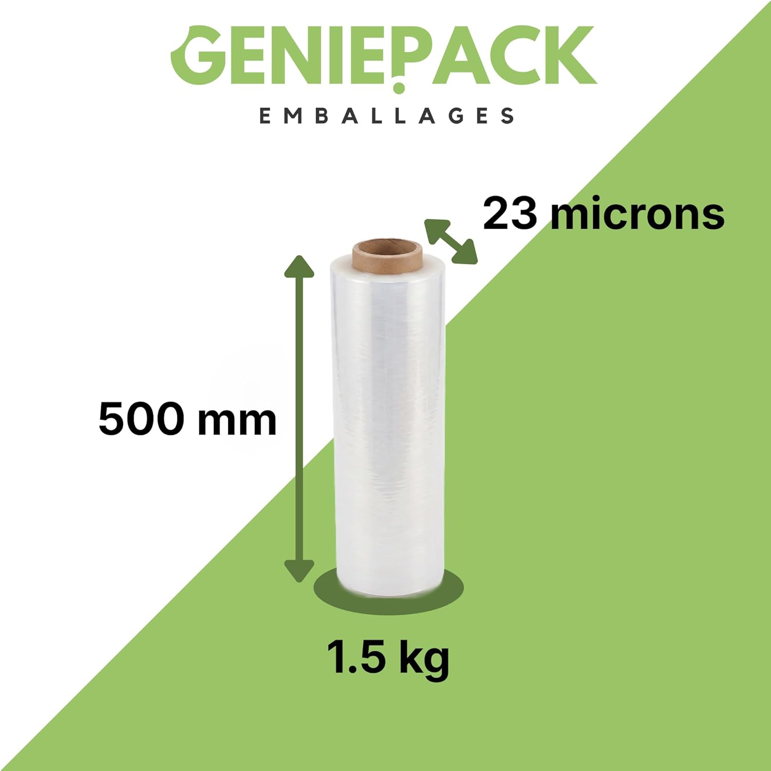 Film étirable épais transparent – 500mm – 1,5kg