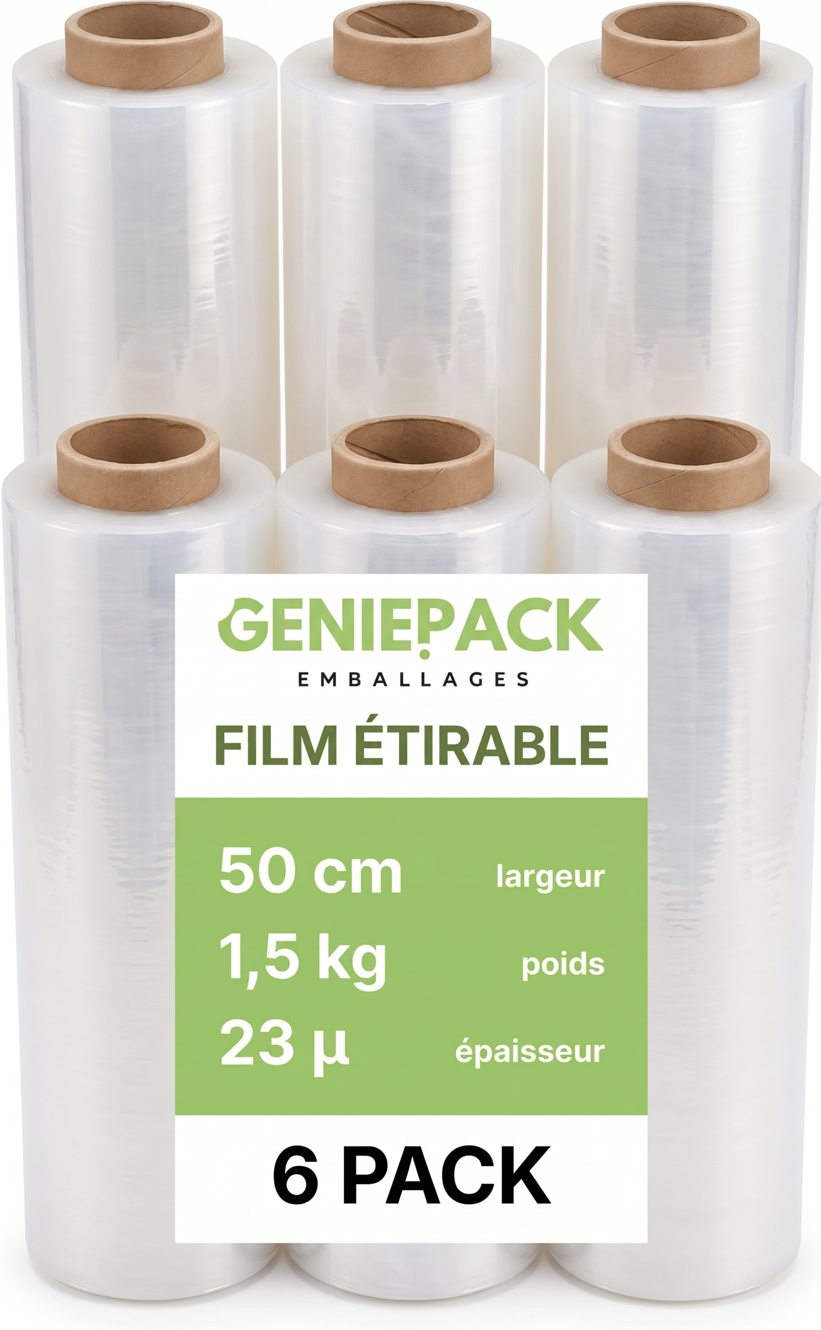 Film étirable épais transparent – 500mm – 1,5kg