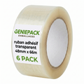 Pack de 6 Rubans Adhésif Transparent d'Emballage - 48mm x 66m - Épaisseur 50 Microns