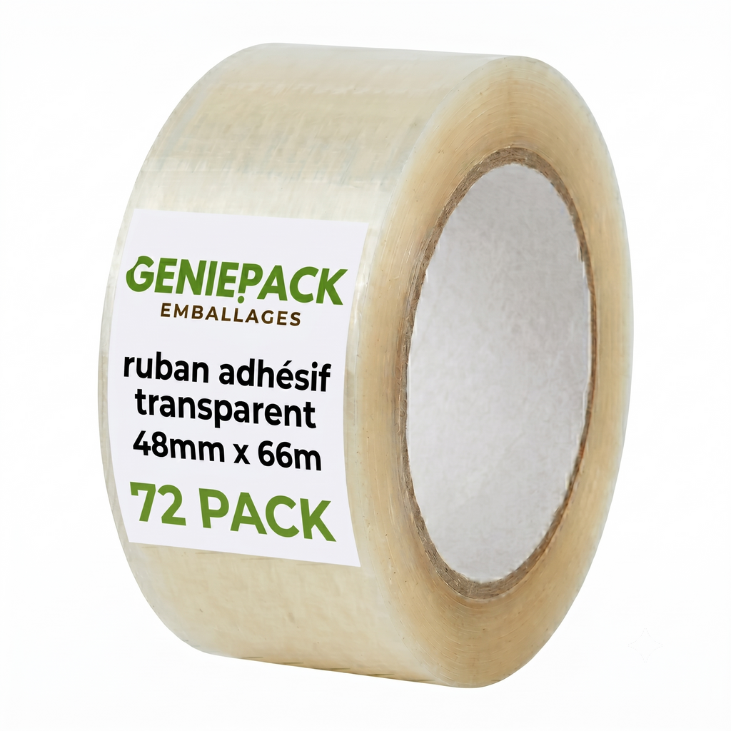 Pack de 72 Rubans Adhésif Transparent d'Emballage - 48mm x 66m - Épaisseur 50 Microns