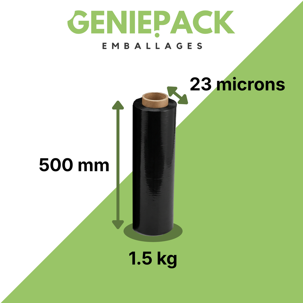 Film étirable épais noir – 500mm – 1,5kg