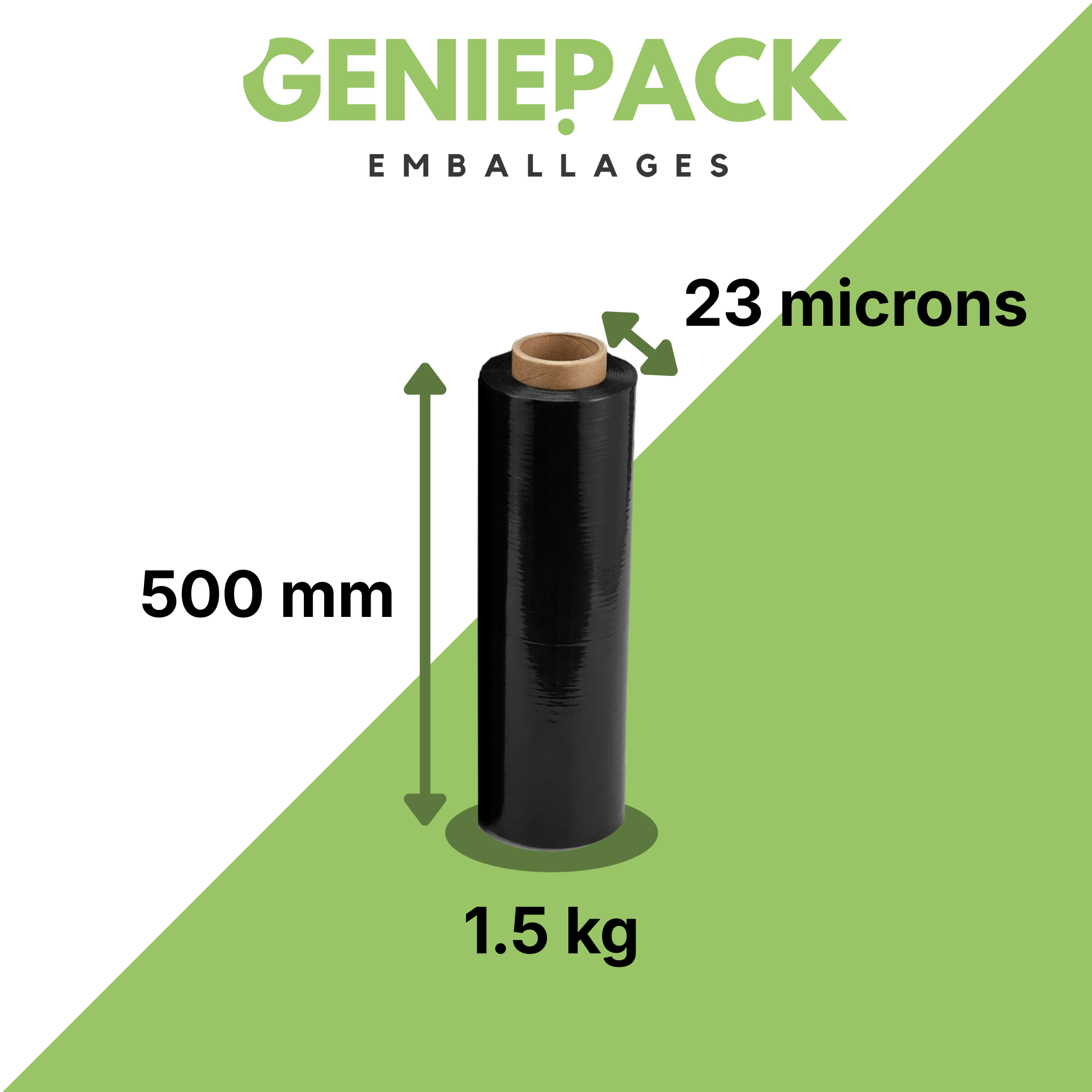 Film étirable épais noir – 500mm – 1,5kg